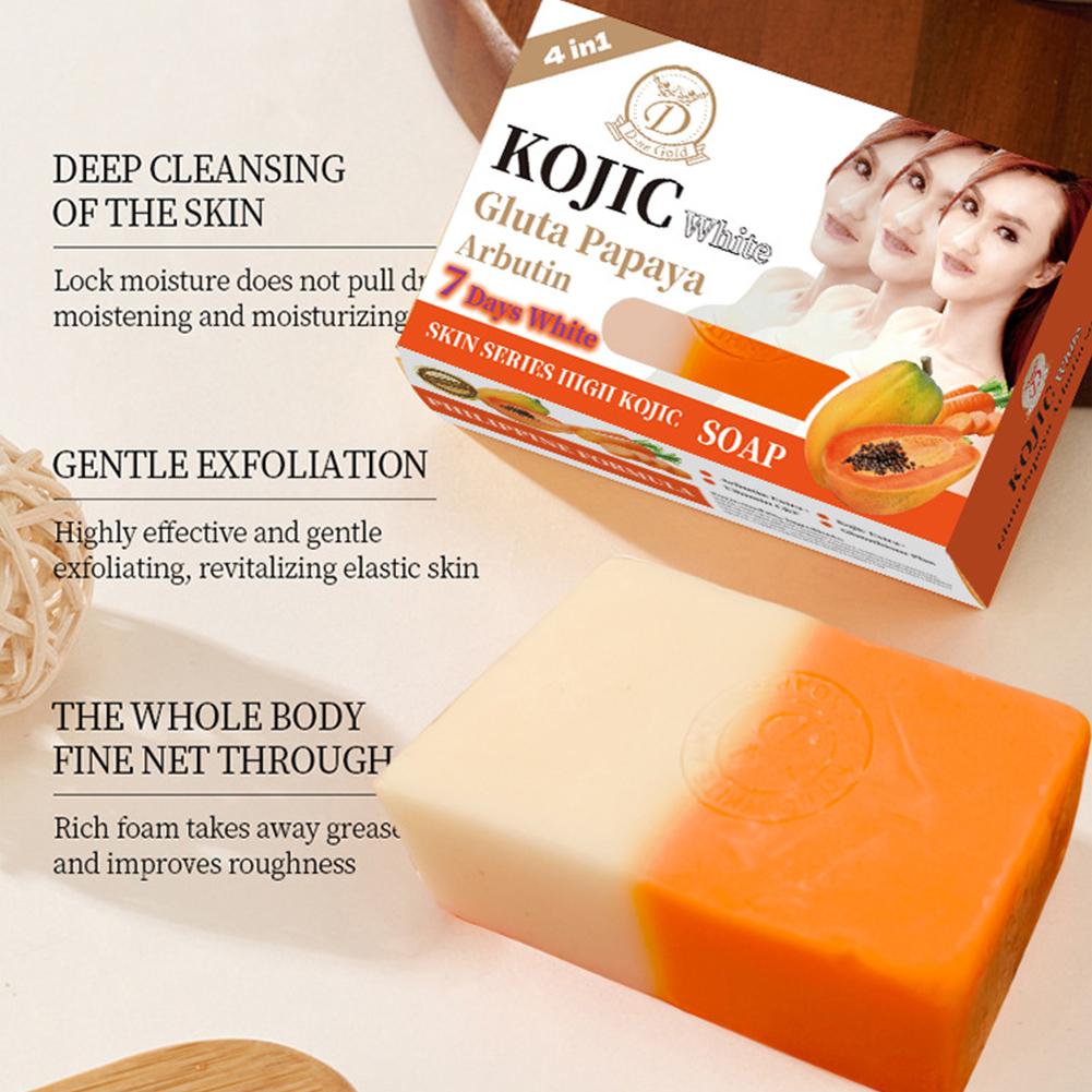 Skincare Vitamin C - 160g Papaya-Kojic-Säure-Ölseife, Vitamin-C-Reinigungsbad, feuchtigkeitsspendende, handgemachte Seife
