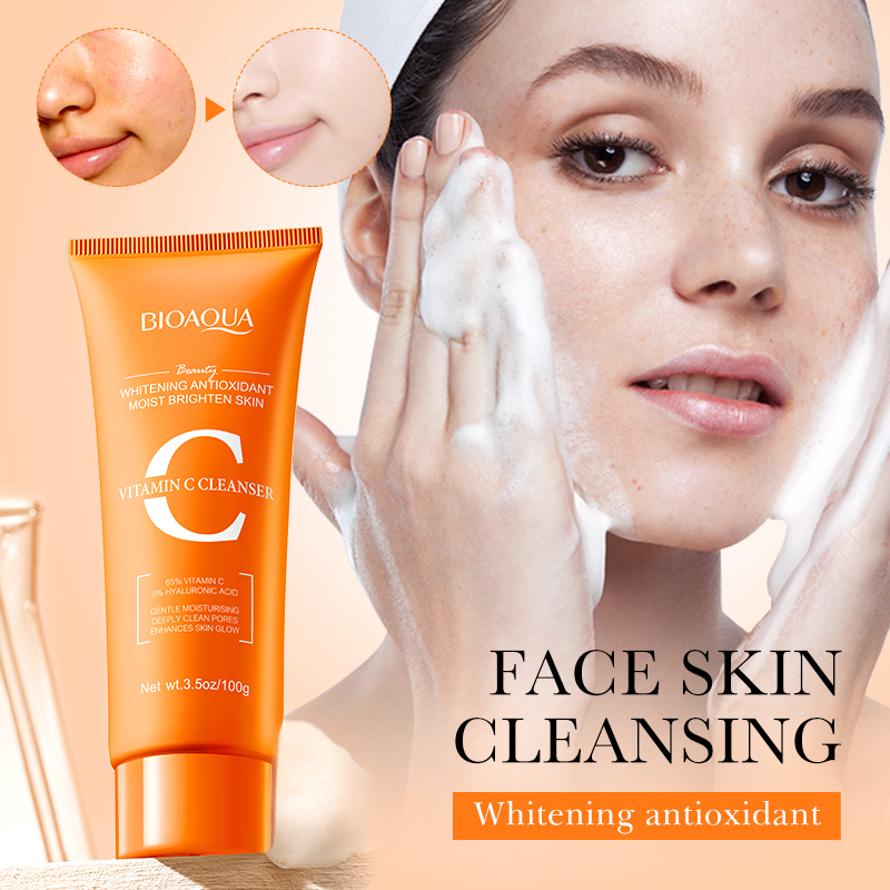 Skincare Bioaqua - BIOAQUA Vitamin C Gesichtsreiniger, feuchtigkeitsspendend, aufhellend,