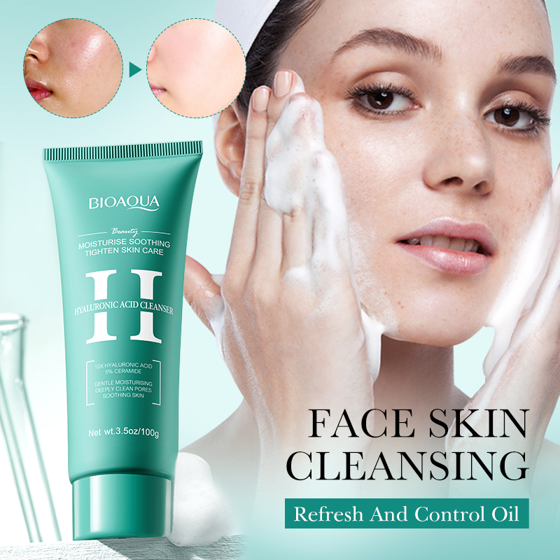 Skincare Bioaqua - BIOAQUA Hyaluronsäure Gesichtsreiniger Feuchtigkeitsspendender Gesichtswaschschaum Anti-Aging-Gesichtsreiniger