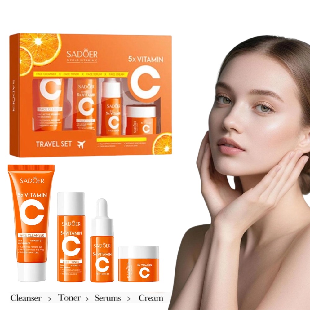 SADOER 4-teiliges Gesichtscrem – Skincare Vitamin C Bewertung und Preis